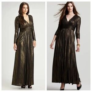 David Meister Metallic Long Sleeve Dress